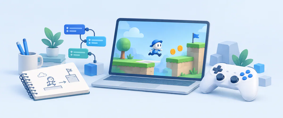 A game prototype running from sketches and development nodes