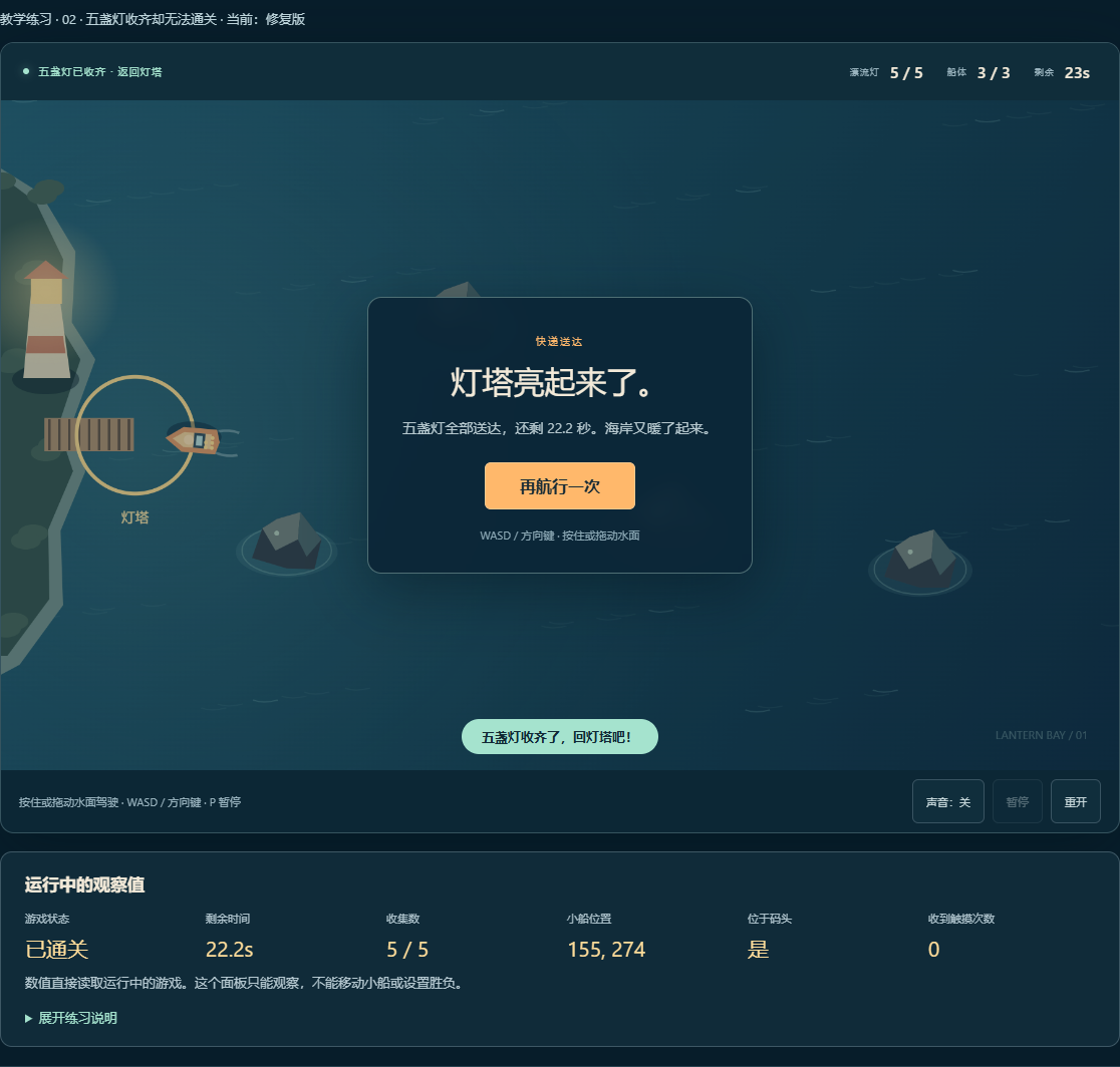 修复版在带回五盏灯后显示胜利