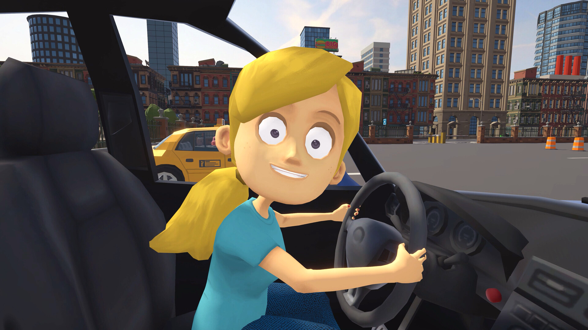 Your sister behind the wheel. Official Steam screenshot, 2026.