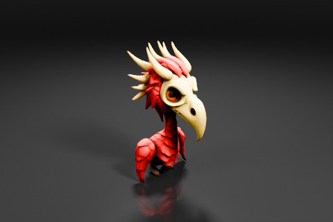 Scenario collection entry preview showing a red bird-like head with a pale beak and horn-like shapes.