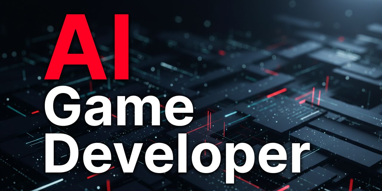 The AI Game Developer project banner on a dark geometric background.